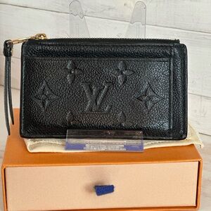 Louis Vuitton Black Embossed Empriente Porte Carte Card Holder & Zippered Pouch